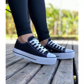 Tenis Star Plataforma Sola Alta Bege Moda Envio Imediato Feminino